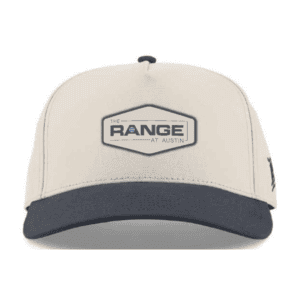 The Range at Austin Curved Canvas Hat White W/PVC Logo Patch