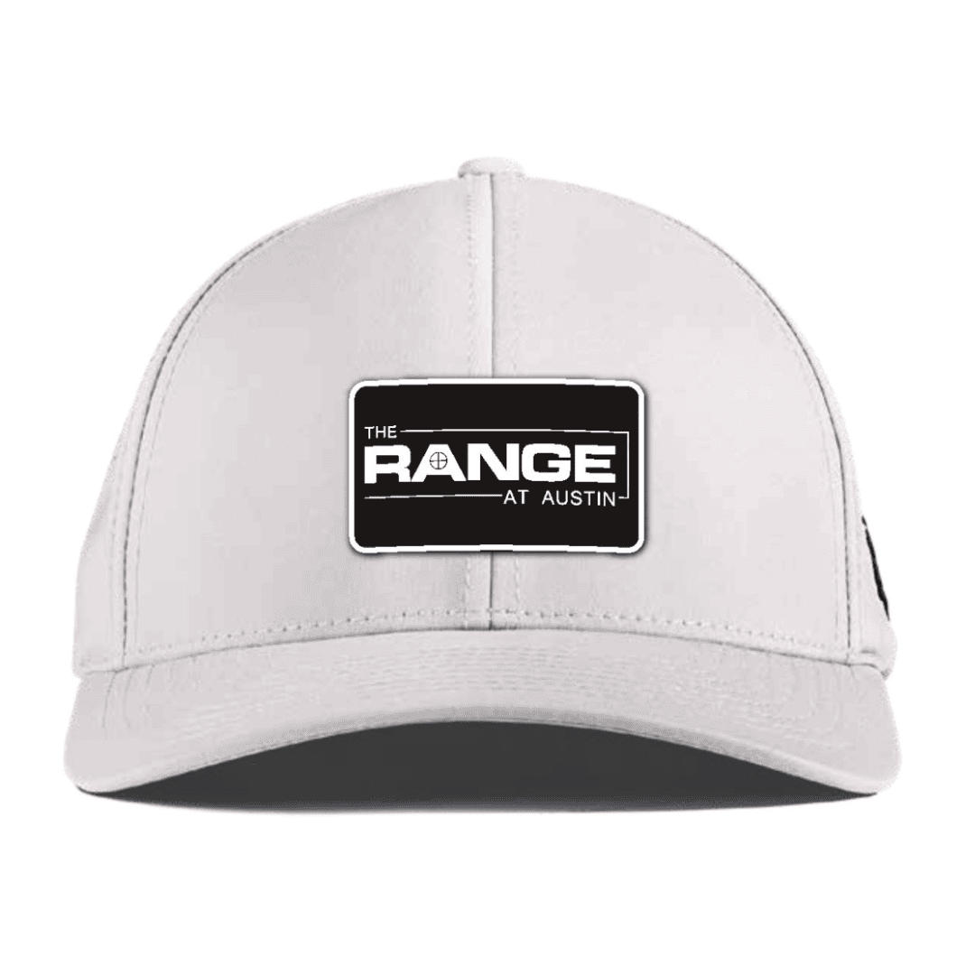 The Range at Austin Curved Performance Hat White W/PVC Logo Patch