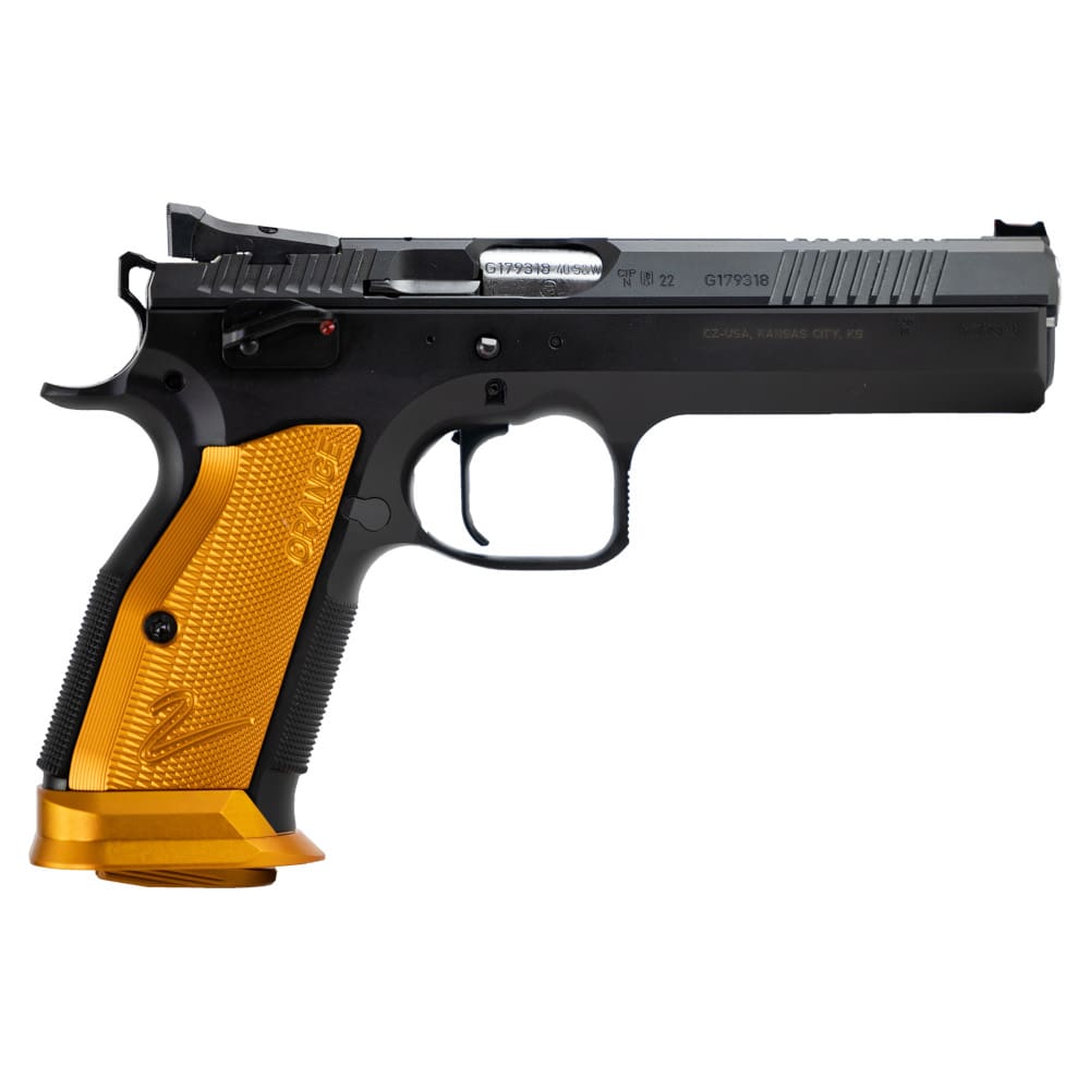 CZ 75 Tactical Sport 2 9MM 5.2" Barrel W/Orange Aluminum Grips - Image 2