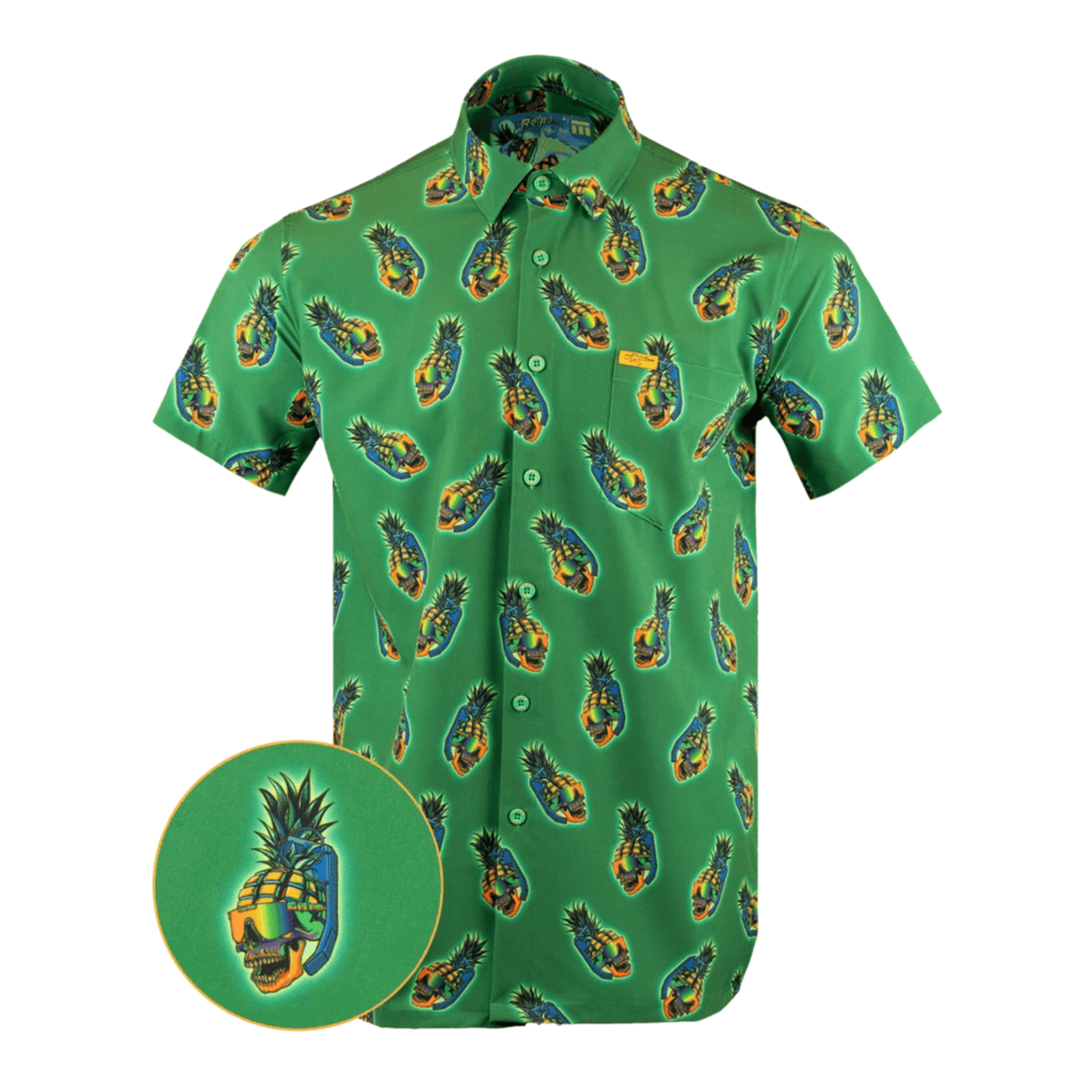 Retro Rifle Numbskull Green Button Down Shirt