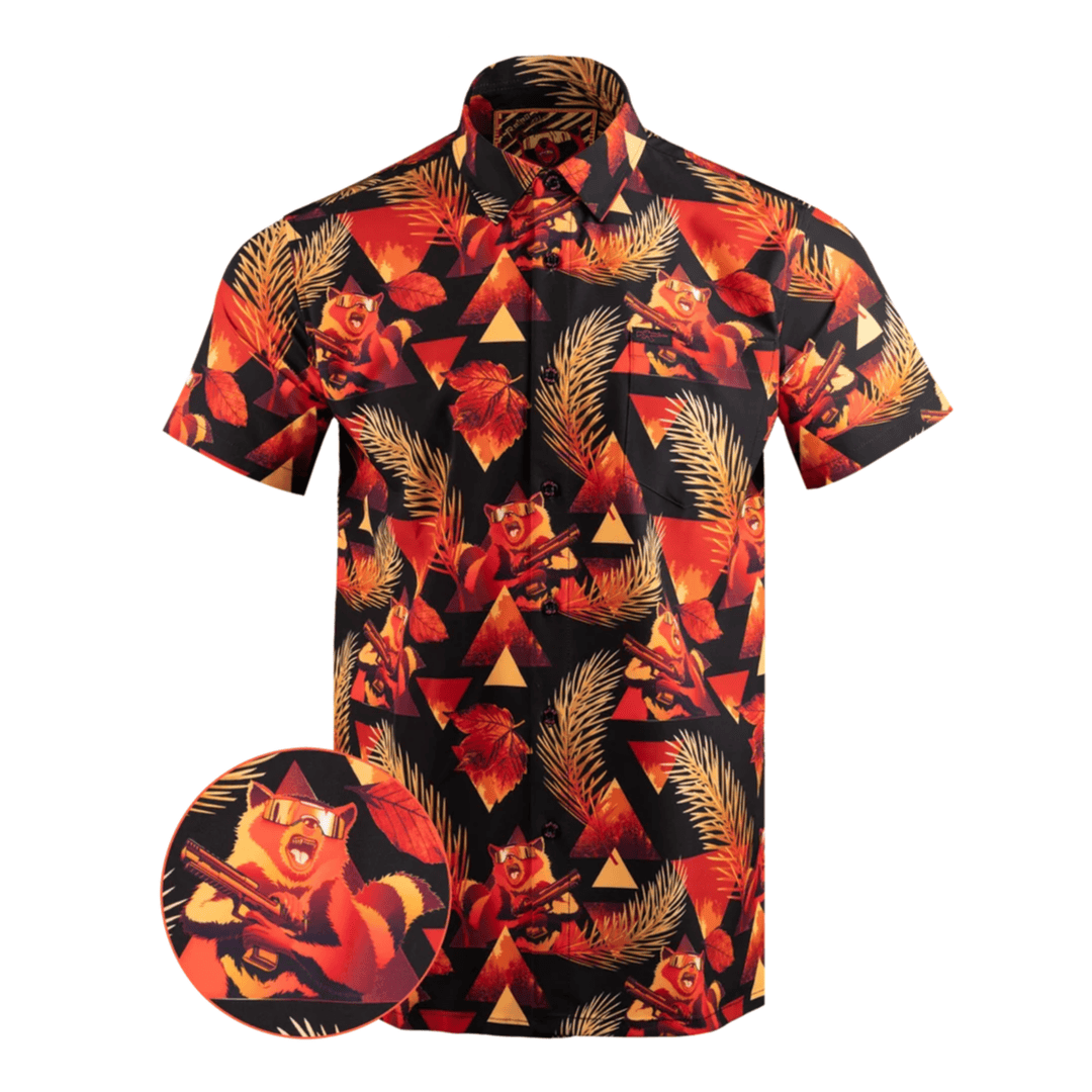 Retro Rifle Rackoon Button Down Shirt