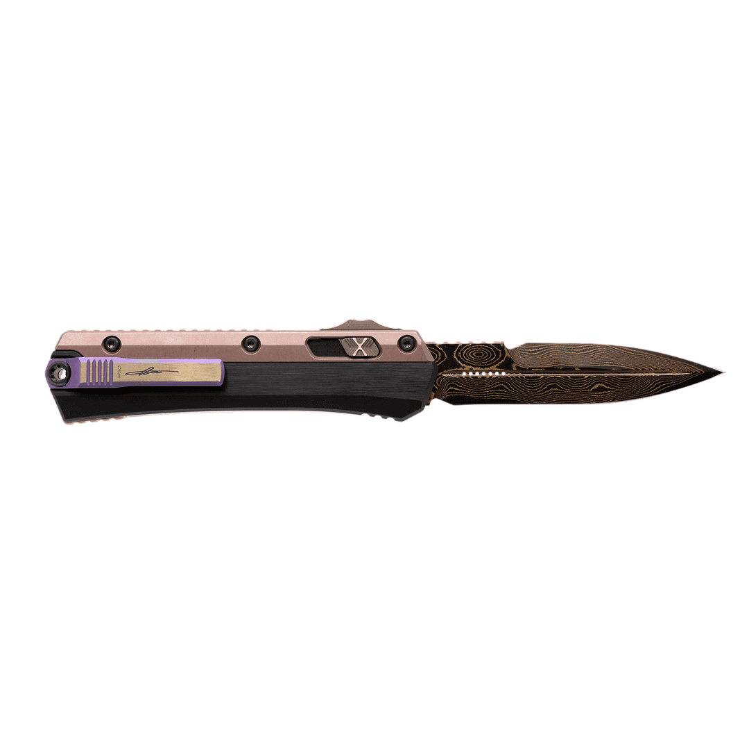Microtech Glykon Rose Gold/Purple OTF Knife - Image 3