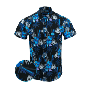Retro Rifle Suppressed Black & Blue Button Down Shirt
