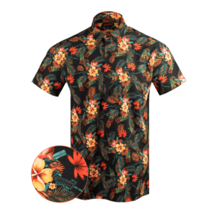 Retro Rifle Tropics Orange & Black Button Down Shirt