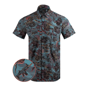 Retro Rifle Tropical Tiger Neon Button Down Shirt